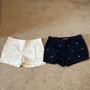 Vineyard Vines Blue and White Cargo Shorts with Embroidery